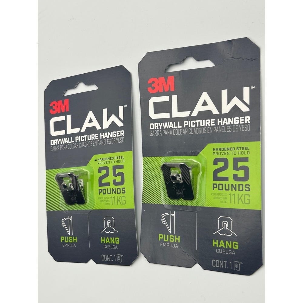 Lot of 2 3M CLAW Drywall Picture Hangers 25lb Capacity Hardened Steel 3PH25-1ES - Picture 3 of 3